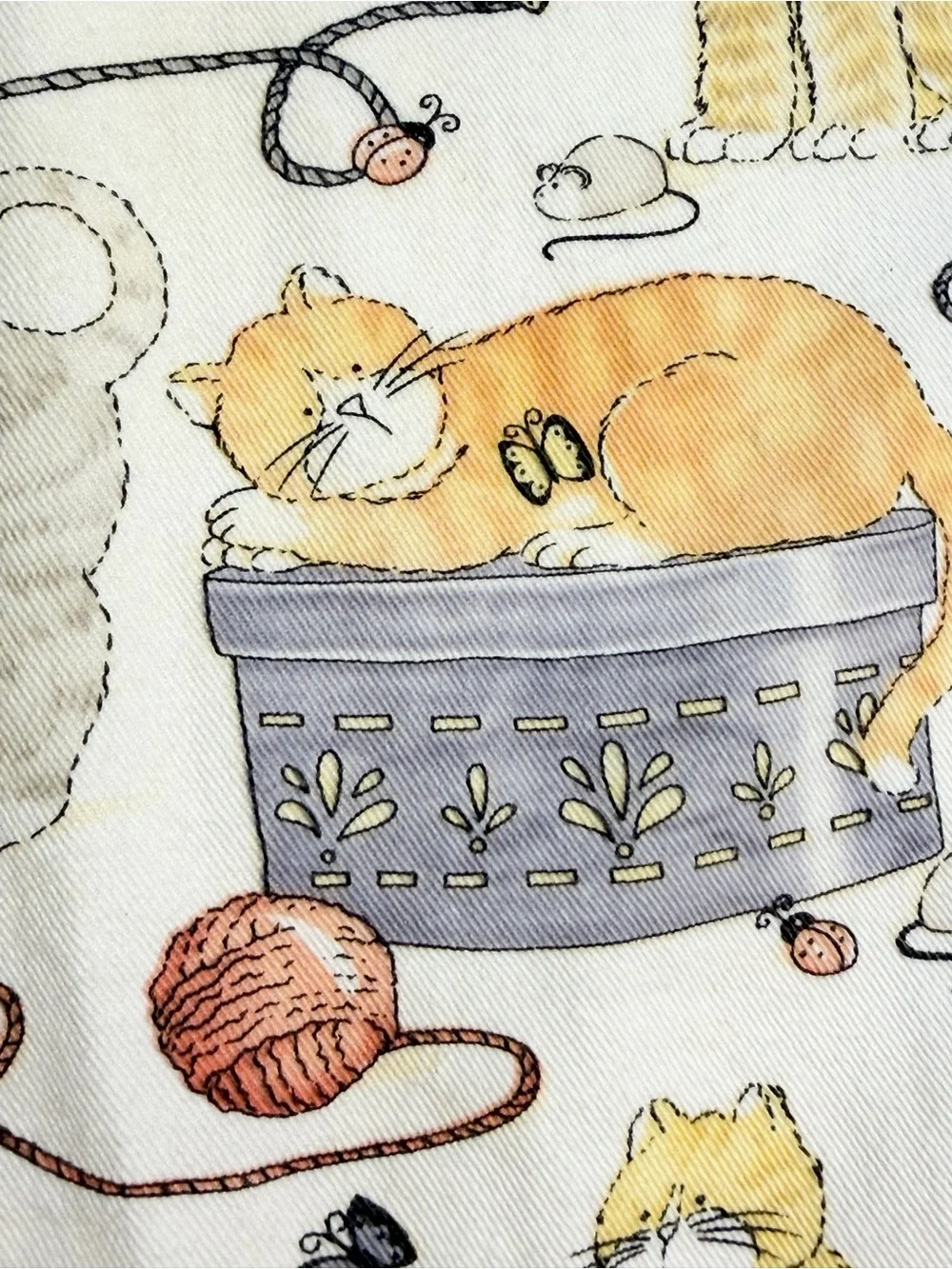 VINTAGE cats kitchen studio craft full apron 100% cotton kitty cat pet lover 90s